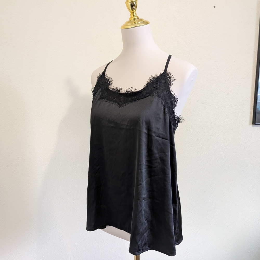 Pink Lily Black Lace Trim Camisole